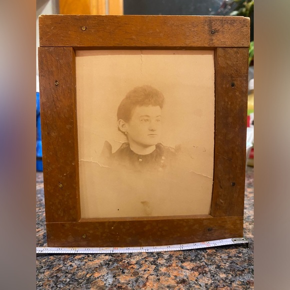 1800’s Portrait In Vintage Wood Negative Printing Print Contact Frame Unique - Picture 5 of 8